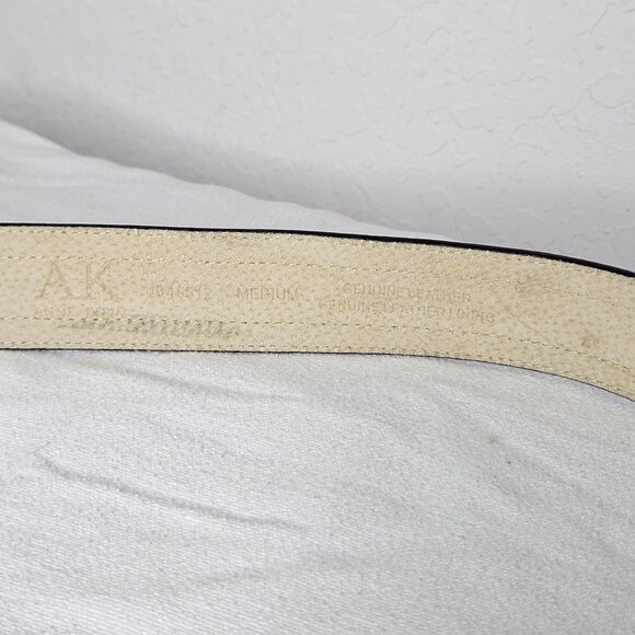 AK Anne‎ Klein Wide Leather Belt Leopard Print Faux Snakeskin Textured Medium - Picture 5 of 5